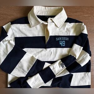 Striped Navy and White Polo Shirt